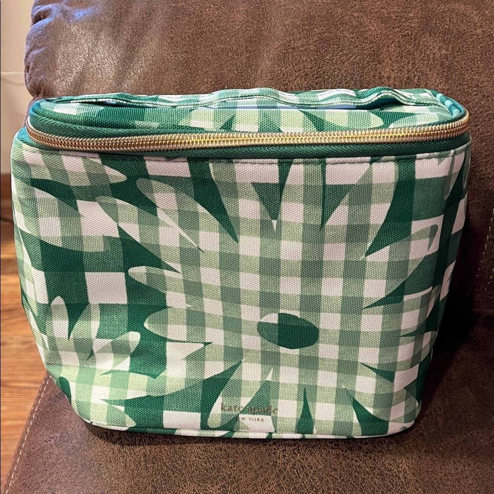 Kate Spade Green Checkered Floral Lunch Tote